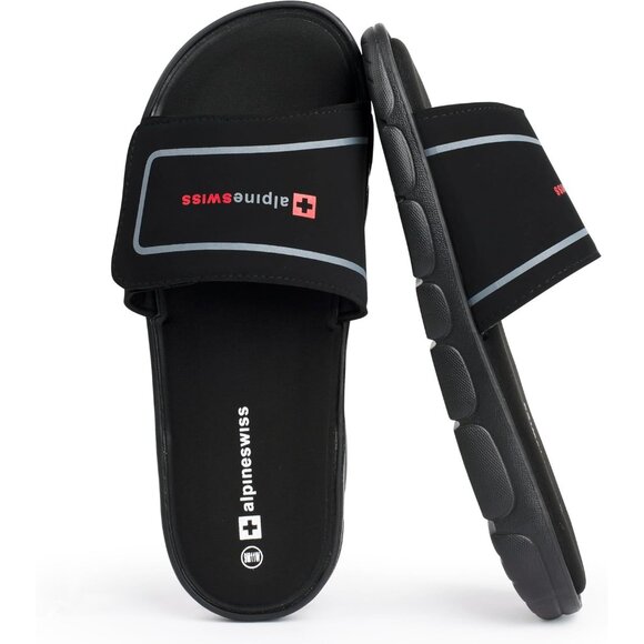 Men\'s Slide Sandals Black Arch Support Adjustable Strap Anti-Slip main image 6